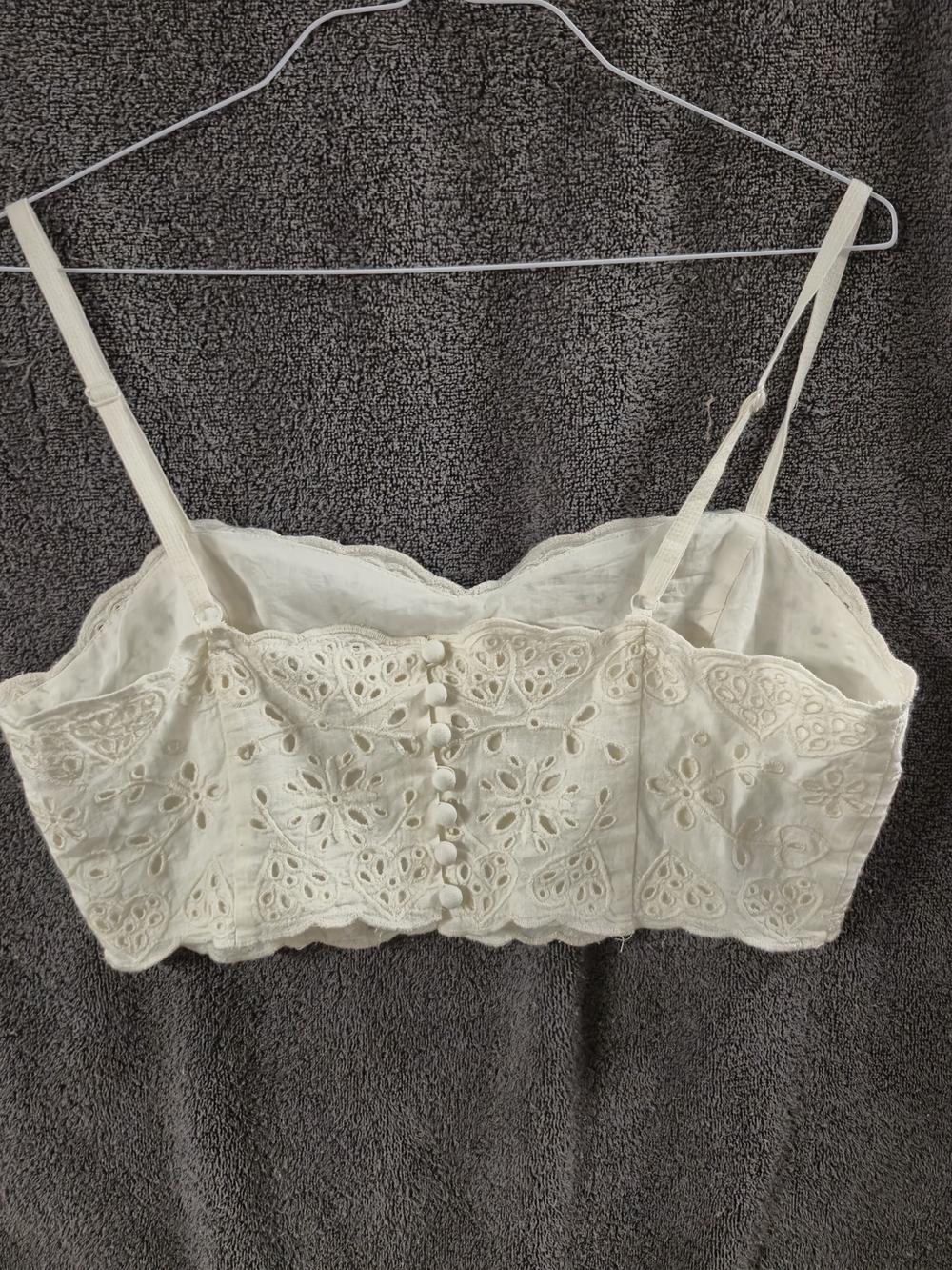 Madewell White Eyelet Lace Cropped Cami